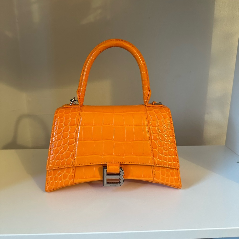 Balenciaga shiny embossed Croc hourglass bag